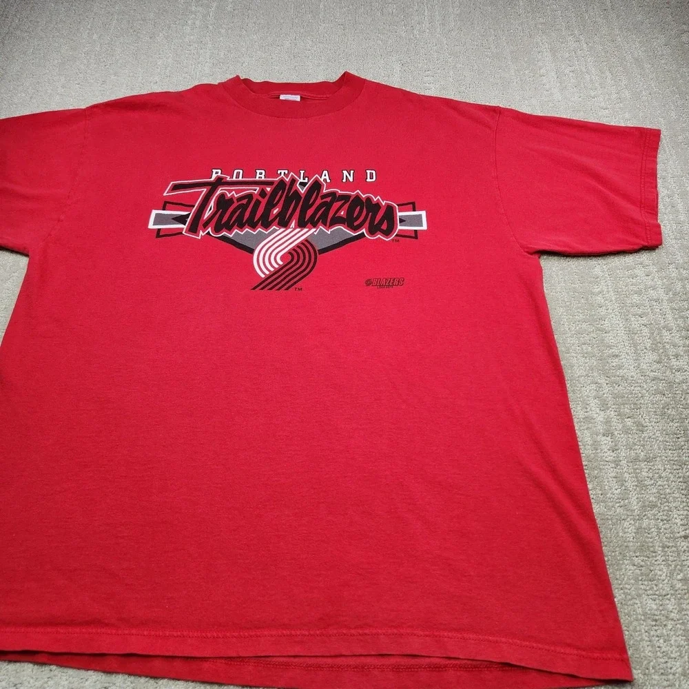 Vintage 90s Portland Trail Blazers Shirt Men XXL Logo 7‎ Red NBA Basketball